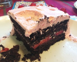chocolate strawberry cake piece